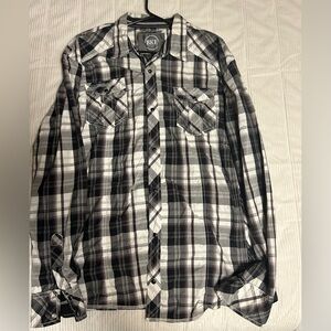 BKE Athletic Fit Shirt Mens 2XL Pearl Snap Western Plaid Long Sleeve
